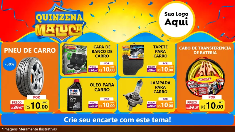 Modelo de TV para TV Horizontal com o tema Quinzena Maluca para Auto peças