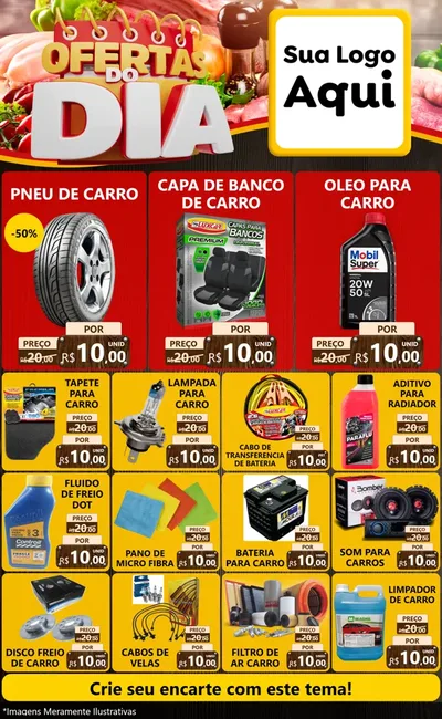 Modelo de Encarte para Encarte Grande com o tema Ofertas do Dia para Auto peças