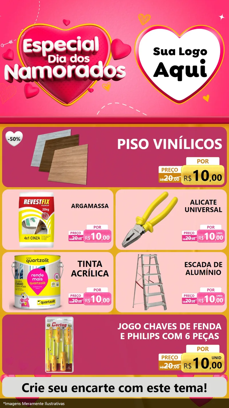 Modelo de TV para TV Vertical com o tema Especial Dia dos Namorados para Material para Construção