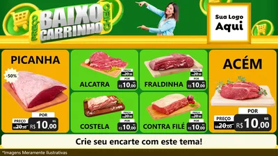 Modelo de TV para TV Horizontal com o tema Preço Baixo Carrinho Cheio para Açougue