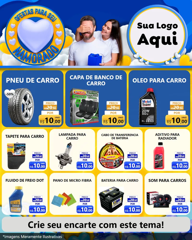 Modelo de Rede Social para Feed Instagram com o tema Ofertas Para Seu Namorado para Auto peças