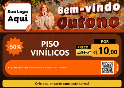 Modelo de Cartaz para Cartaz A4 Horizontal com o tema Bem-vindo Outono para Material para Construção