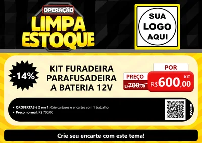 Modelo de Cartaz para Cartaz A4 Horizontal com o tema Operação Limpa Estoque para Maquinas e Ferramentas