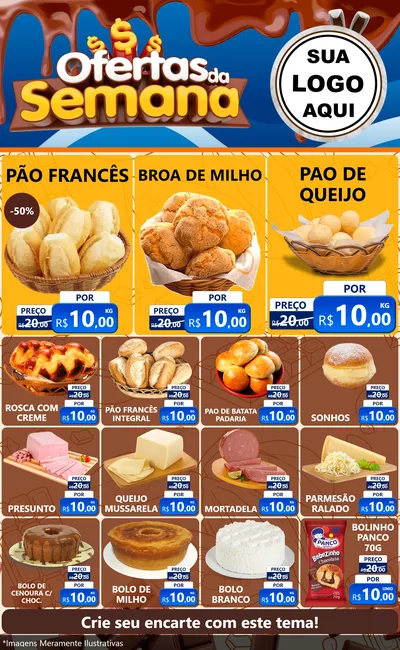 Modelo de Encarte para Encarte Grande com o tema Ofertas da Semana - Páscoa para Padaria