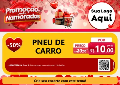 Modelo de Cartaz para Cartaz A4 Horizontal com o tema Promoção Dia dos Namorados para Auto peças