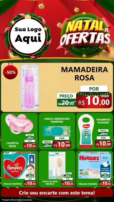 Modelo de Rede Social para Stories com o tema Natal de Ofertas para Bebês