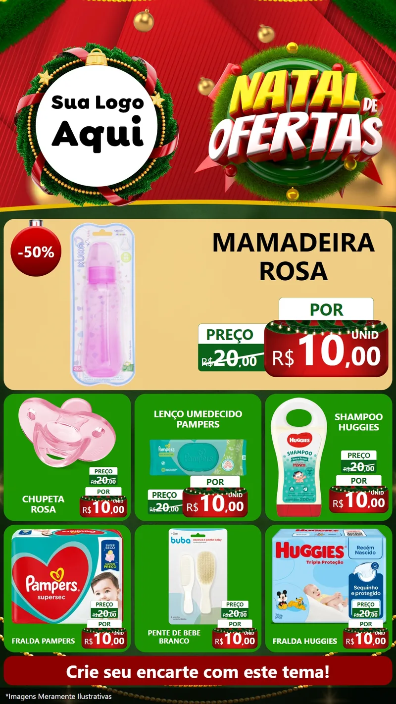 Modelo de Rede Social para Stories com o tema Natal de Ofertas para Bebês