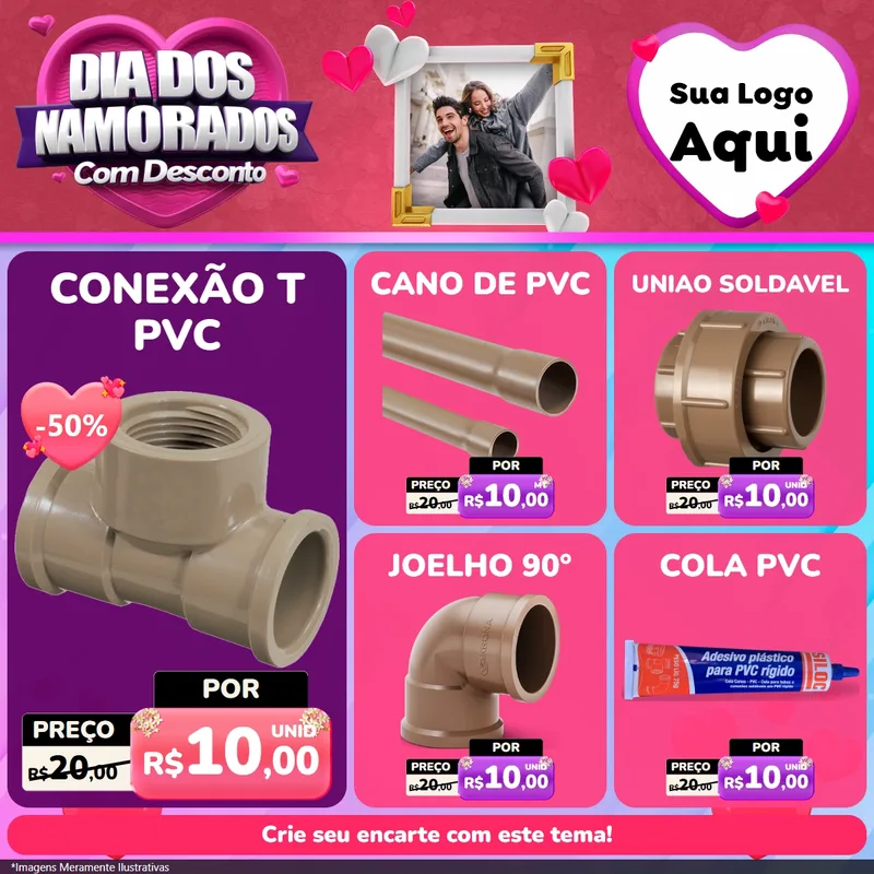 Modelo de Rede Social para Feed Facebook com o tema Dia Dos Namorados Com Desconto para Tubos e conexões