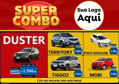 Modelo de Encarte para Encarte A4 Horizontal com o tema Super Combo para Concessionaria de Carros