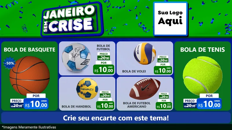 Modelo de TV para TV Horizontal com o tema Janeiro Sem Crise para Artigos Esportivos