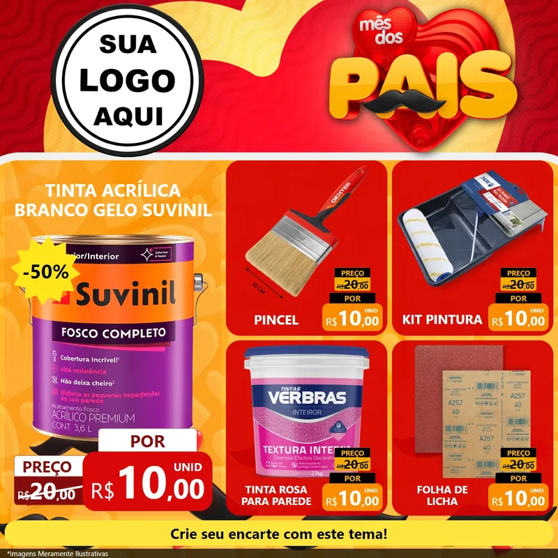 Modelo de Rede Social para Feed Facebook com o tema Mês Dos Pais para Tintas e Ferramentas