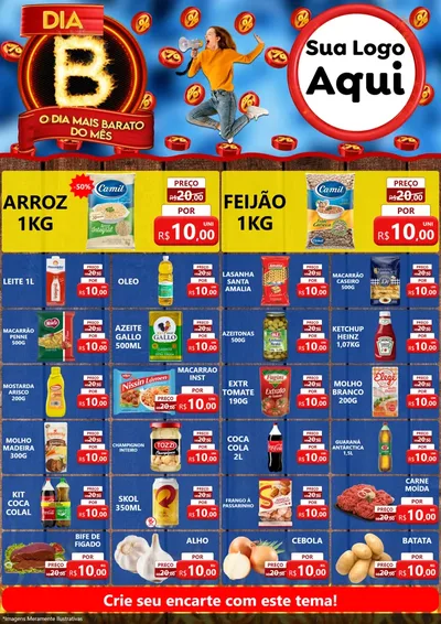 Modelo de Encarte para Encarte A4 Vertical com o tema Dia B - O Dia Mais Barato Do Mês para Supermercado