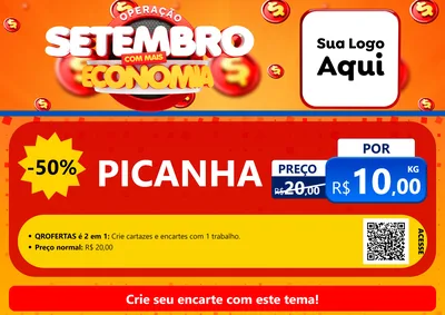 Modelo de Cartaz para Cartaz A4 Horizontal com o tema Operação Setembro Com Muita Economia para Açougue