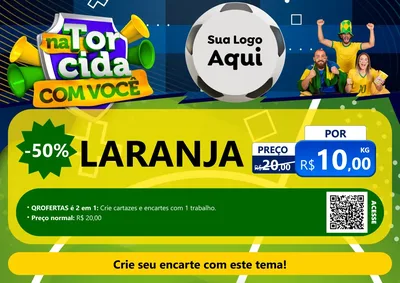 Modelo de Cartaz para Cartaz A4 Horizontal com o tema Na Torcida Com Você - Copa para Hortifrúti