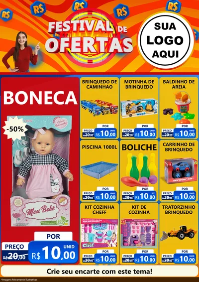 Modelo de Encarte para Encarte A4 Vertical com o tema Festival de Ofertas para Brinquedos