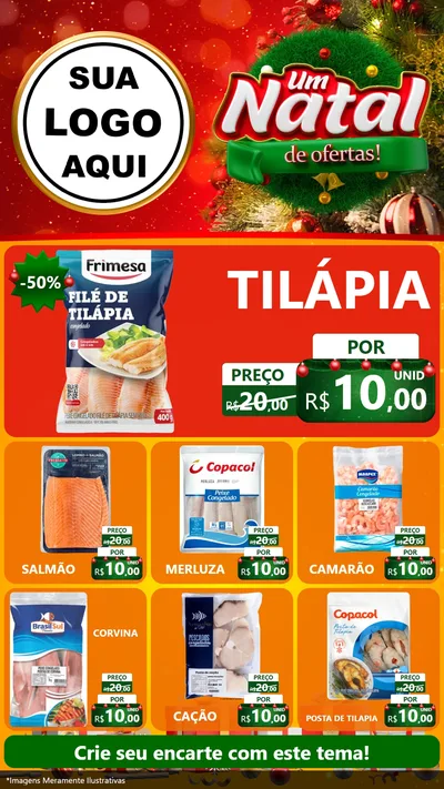 Modelo de Rede Social para Stories com o tema Um Natal de Ofertas para Peixaria