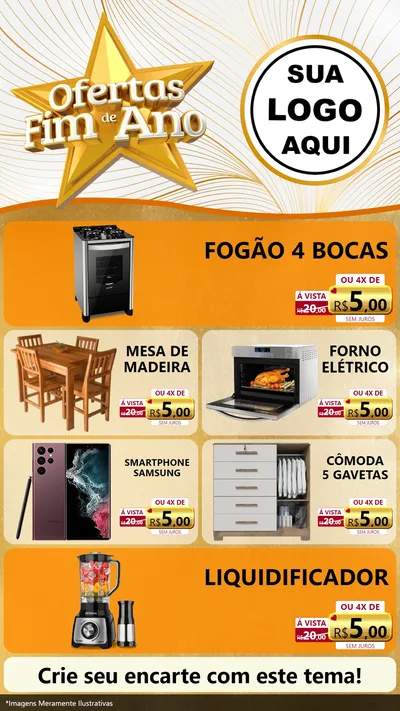 Modelo de TV para TV Vertical com o tema Ofertas Fim de Ano para Móveis e Eletro