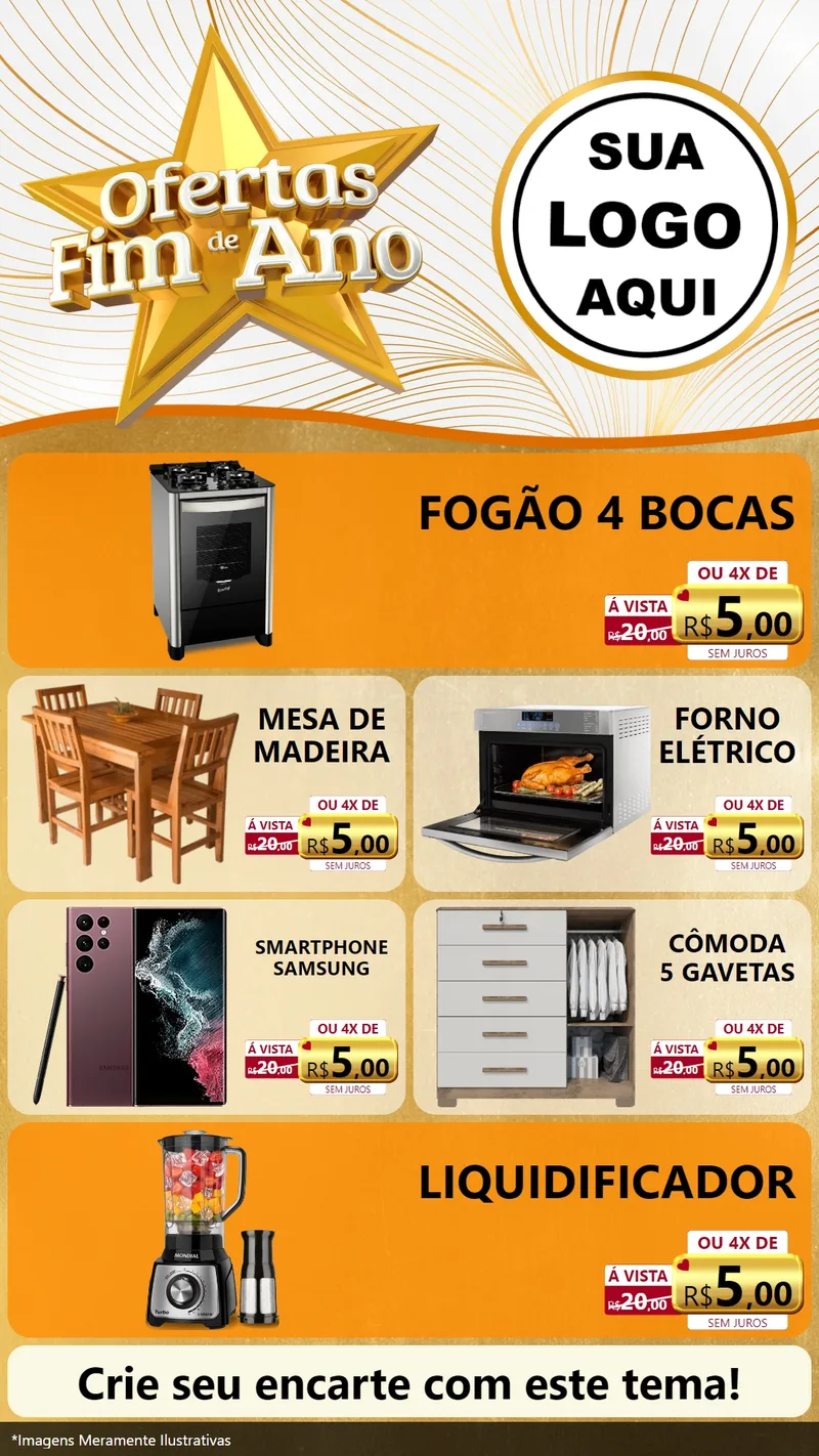 Modelo de TV para TV Vertical com o tema Ofertas Fim de Ano para Móveis e Eletro