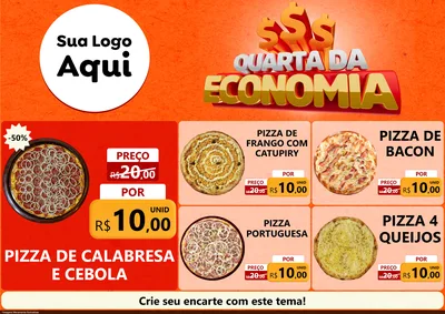Modelo de Encarte para Encarte A4 Horizontal com o tema Quarta da Economia para Pizzaria