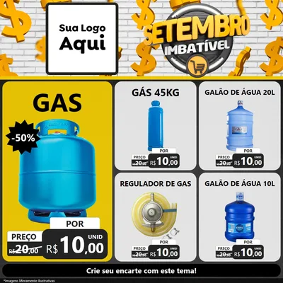 Modelo de Rede Social para Feed Facebook com o tema Setembro Imbatível para Água e gás