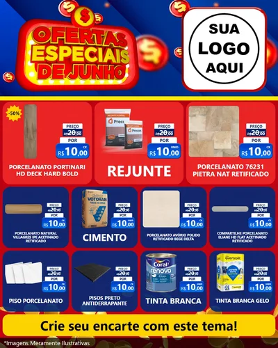 Modelo de Rede Social para Feed Instagram com o tema Ofertas Especiais de Junho para Pisos e revestimentos