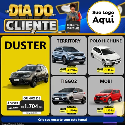 Modelo de Rede Social para Feed Facebook com o tema Dia Do Cliente para Concessionaria de Carros