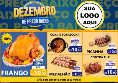 Modelo de Encarte para Encarte A4 Horizontal com o tema Dezembro de Preço Baixo para Assados