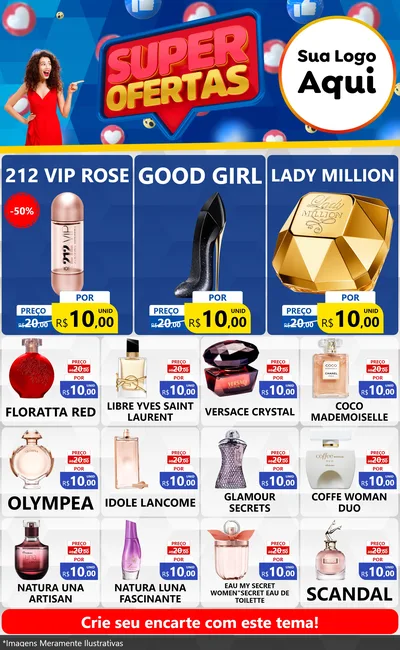 Modelo de Encarte para Encarte Grande com o tema Super Ofertas para Perfumes