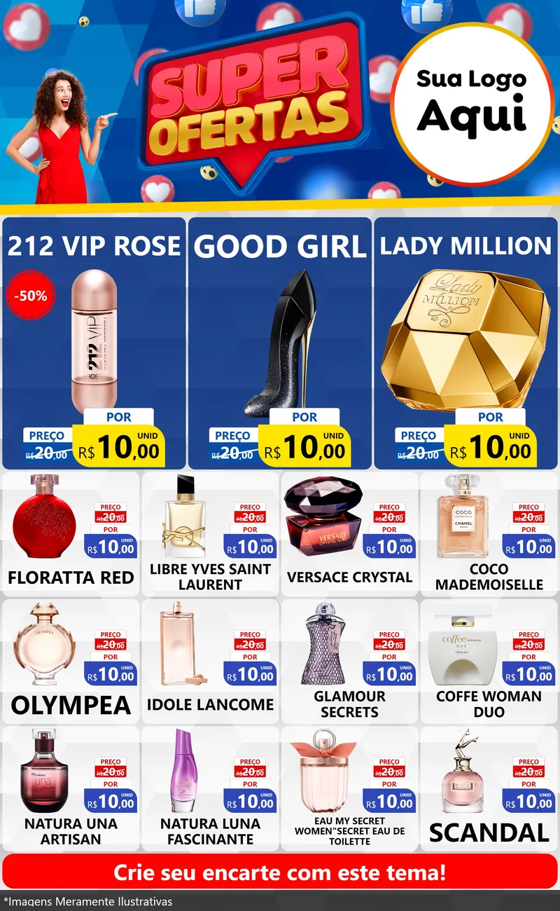 Modelo de Encarte para Encarte Grande com o tema Super Ofertas para Perfumes
