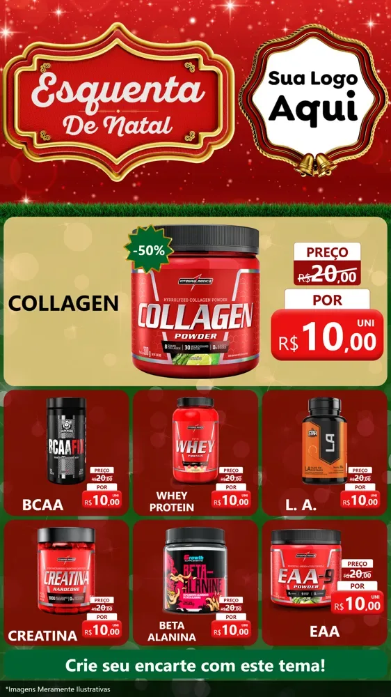 Modelo de Rede Social para Stories com o tema Esquenta de Natal para Suplementos alimentares