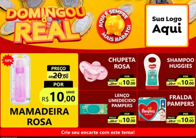 Modelo de Encarte para Encarte A4 Horizontal com o tema Domingou do Real para Bebês