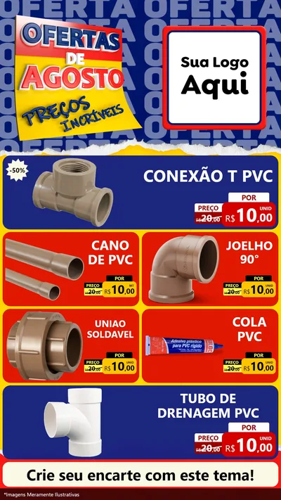 Modelo de TV para TV Vertical com o tema Ofertas de Agosto - Preços Incríveis para Tubos e conexões