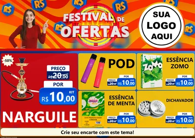 Modelo de Encarte para Encarte A4 Horizontal com o tema Festival de Ofertas para Tabacaria