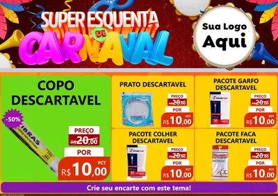Modelo de Encarte para Encarte A4 Horizontal com o tema Super Esquenta de Carnaval para Embalagens