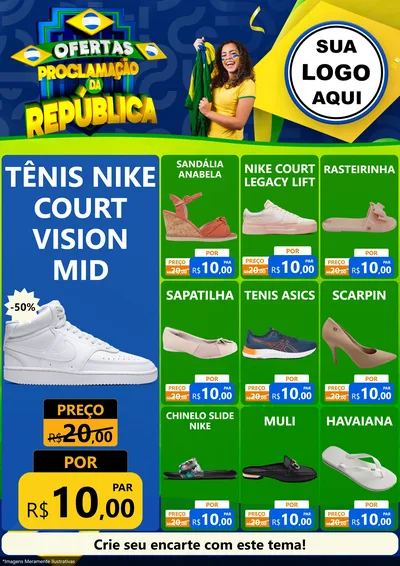 Modelo de Encarte para Encarte A4 Vertical com o tema Ofertas Proclamação da República para Calçados