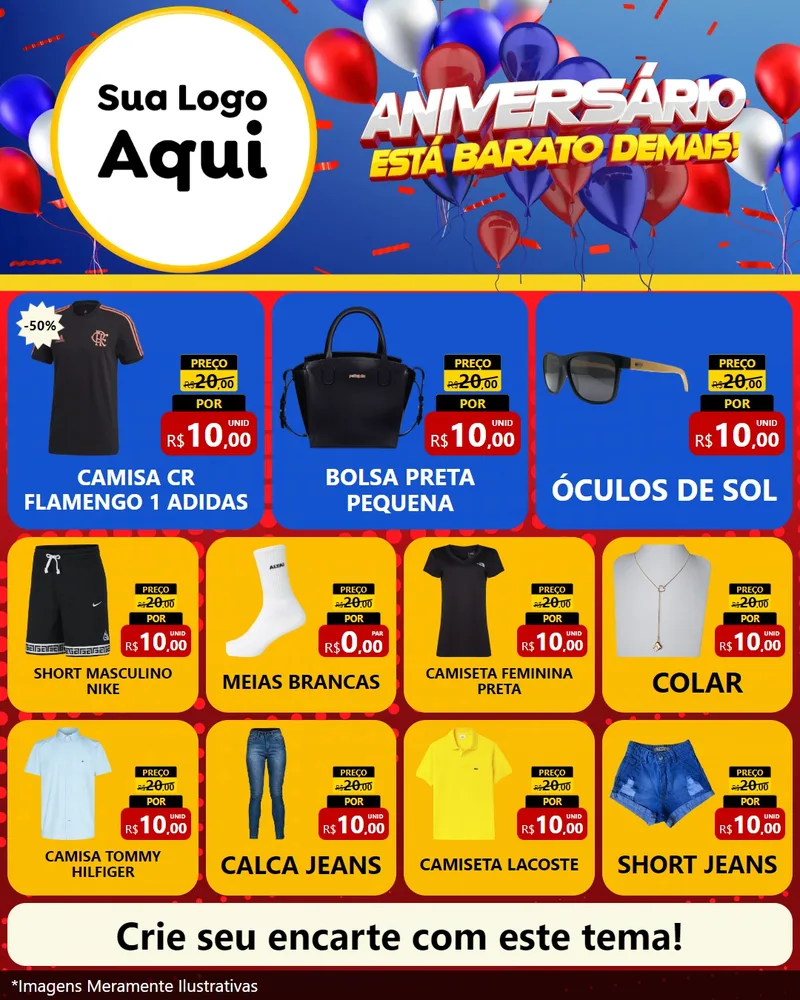 Modelo de Rede Social para Feed Instagram com o tema Aniversário para Roupas e acessórios