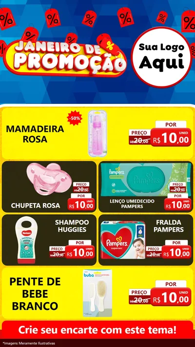 Modelo de TV para TV Vertical com o tema Janeiro de Promoção para Bebês