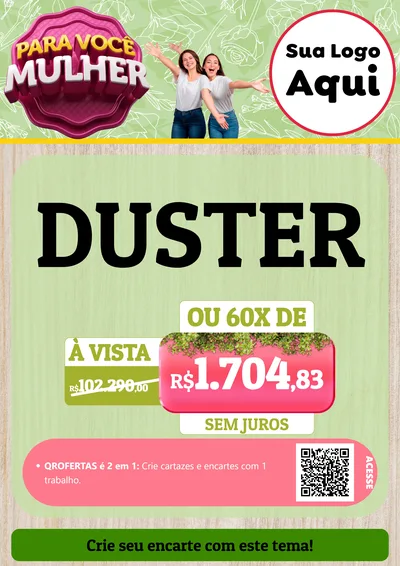 Modelo de Cartaz para Cartaz A4 Vertical com o tema Para Você Mulher para Concessionaria de Carros