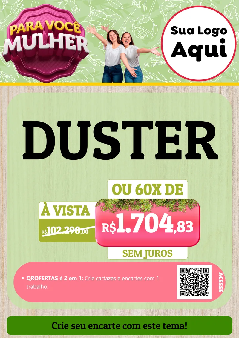 Modelo de Cartaz para Cartaz A4 Vertical com o tema Para Você Mulher para Concessionaria de Carros