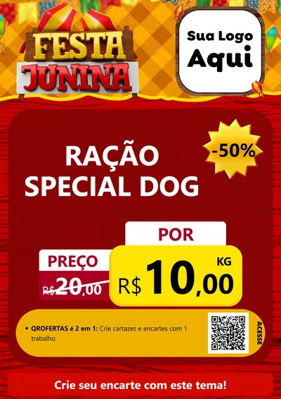 Modelo de Cartaz para Cartaz A4 Vertical com o tema Festa Junina para Pet Shop