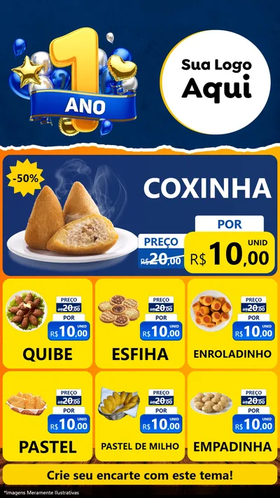 Modelo de Rede Social para Stories com o tema Um Ano de Aniversário para Salgadaria