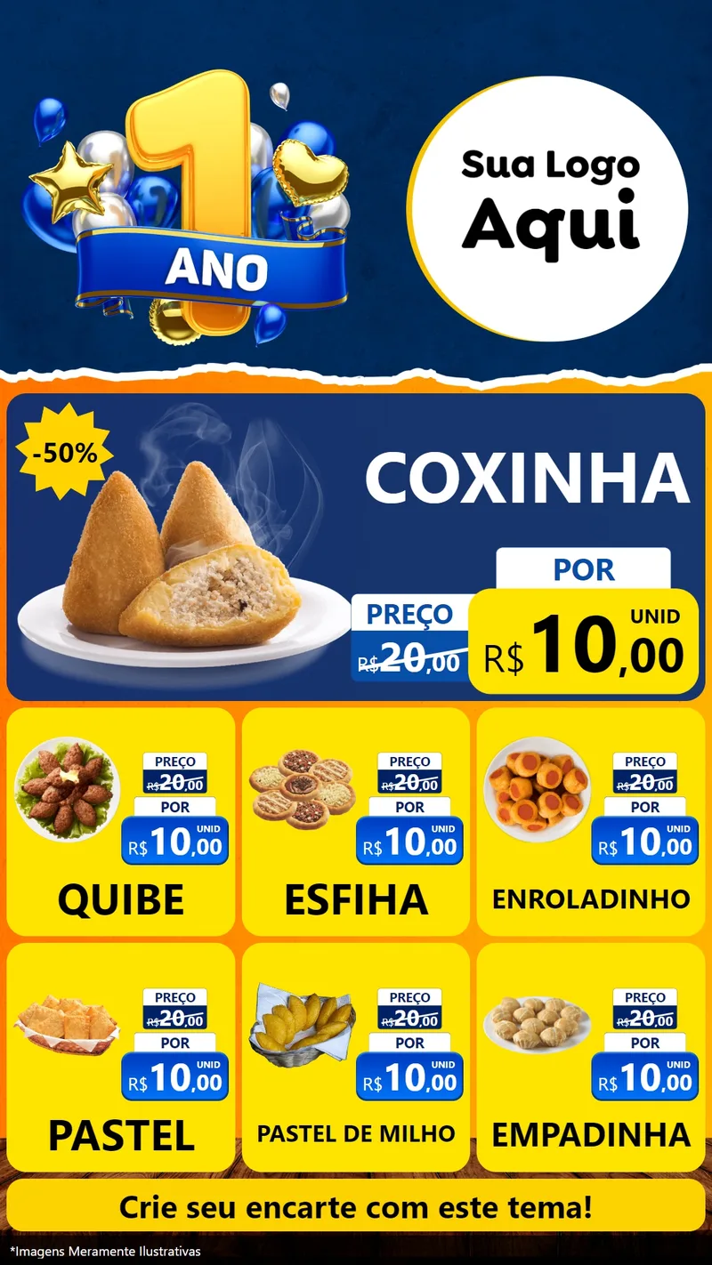 Modelo de Rede Social para Stories com o tema Um Ano de Aniversário para Salgadaria
