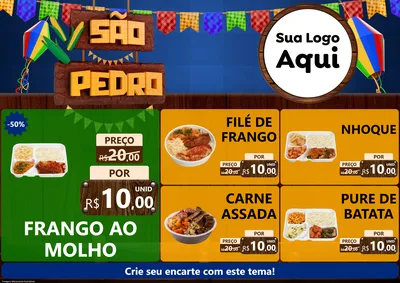 Modelo de Encarte para Encarte A4 Horizontal com o tema São Pedro para Restaurante