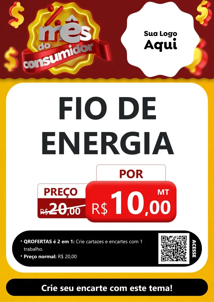 Modelo de Cartaz para Cartaz A4 Vertical com o tema Mês do consumidor para Materiais Elétricos