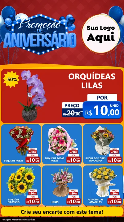 Modelo de Rede Social para Stories com o tema Promoção de Aniversário para Floricultura e jardim