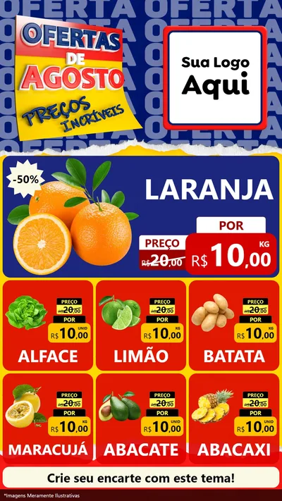 Modelo de Rede Social para Stories com o tema Ofertas de Agosto - Preços Incríveis para Hortifrúti