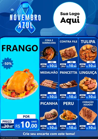 Modelo de Encarte para Encarte A4 Vertical com o tema Novembro Azul para Assados