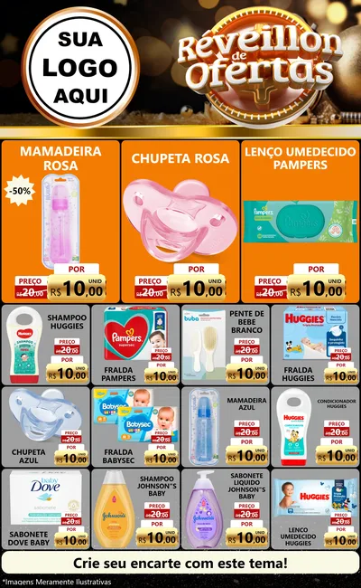 Modelo de Encarte para Encarte Grande com o tema Réveillon de Ofertas para Bebês
