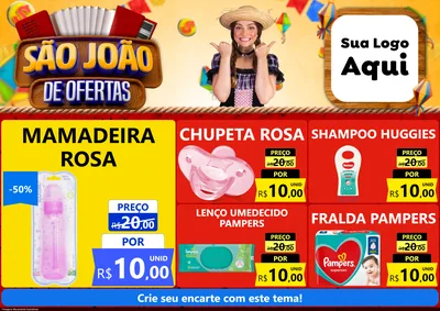 Modelo de Encarte para Encarte A4 Horizontal com o tema São João de Ofertas para Bebês