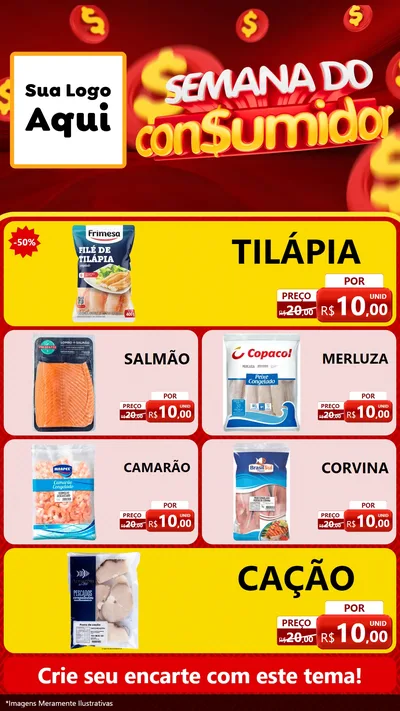 Modelo de TV para TV Vertical com o tema Semana do Consumidor para Peixaria